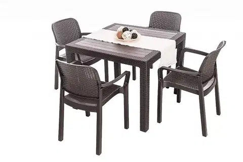 DEOKORK Záhradná ratanová zostava KARA MINI 1+2 (hnedá)