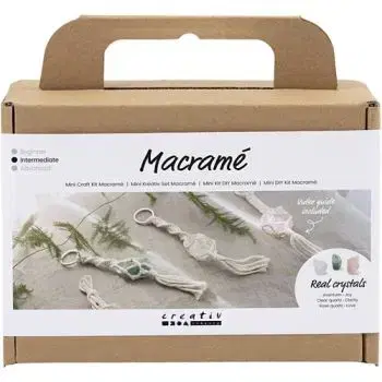 Mini kreatívna sada Makramé - Prívesky na kľúče s kryštálmi