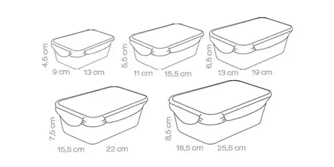 Tescoma dóza FRESHBOX 5 ks, obdĺžniková