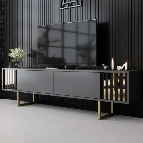 TV stolík Gold Line - Anthracite, Gold