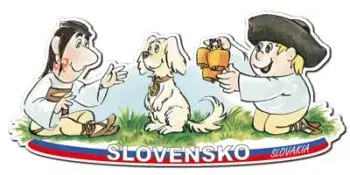 (M) Drevená magnetka Maťko a Kubko (so psíkom), Slovensko