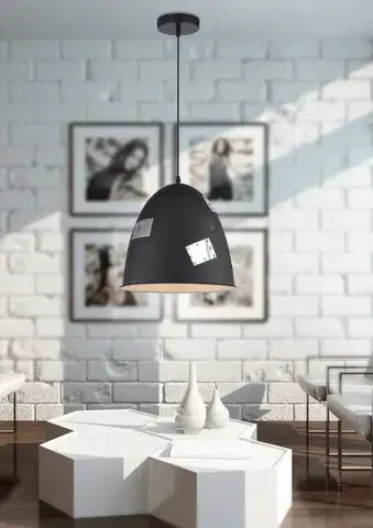 Závesná stropná lampa 1X60W E27 čierna + chróm PATCH