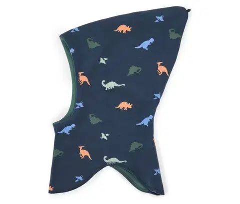 Detská obojstranná čiapka snood, dinosaury