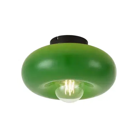 Retro stropné svietidlo čierne so zeleným sklom 30cm - Glaze