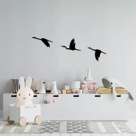 Nástenná kovová dekorácia Migrant Birds čierna