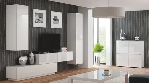 Závesný TV stolík LIVO s elektrickým krbom Halmar