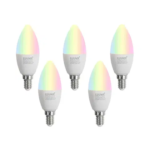Sada 5 inteligentných LED žiaroviek E14 C37 Opal RGBW 4.9W 470 lm 2700-6500K