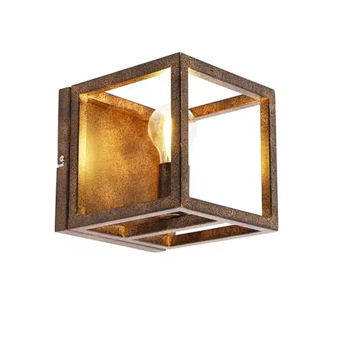 Priemyselná nástenná lampa hrdzavohnedá - Cage