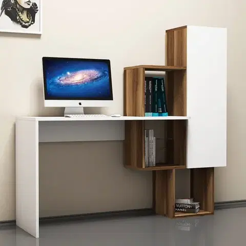 Písací stôl Açelya - Walnut, White
