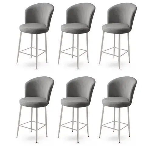 Bar Stool Set (6 Pieces) Alte - Grey, Chrome