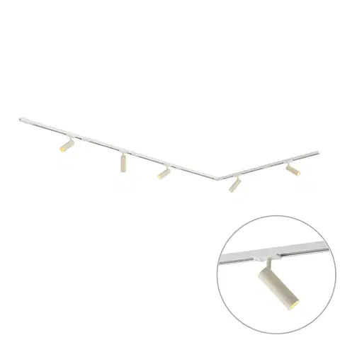 Moderný koľajnicový systém s 5 bodovými svetlami biely s béžovou 1-fázový GU10 35mm - Iconic Jeana Luxe