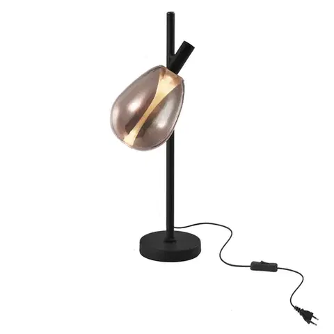 Lampka nocna Denso 26 czarna szklany klosz miedziany do czytania