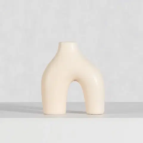 Dekoria Váza Unico 18cm beige, 15,5 x 6,5 x 18 cm