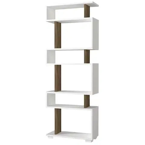 Knižnica Blok - White, Walnut