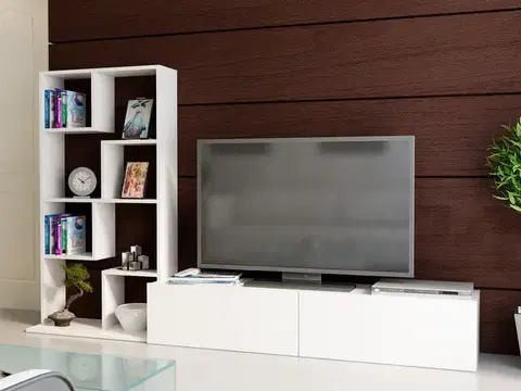 TV skrinka / Obývacia stena Bare - White