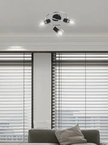 Špirálová stropná lampa 3X40W E14 čierna/chróm OSLO