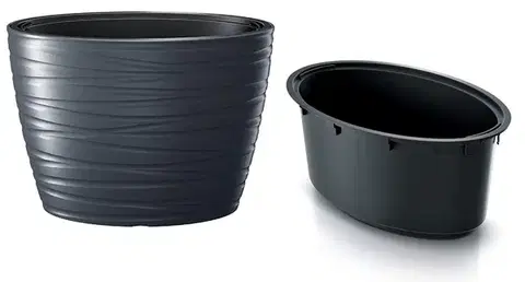 Oválny kvetináč s vložkou Maxe antracit 58,5cm