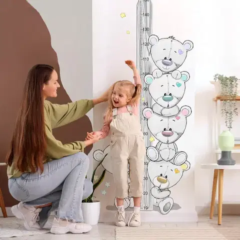 Detský meter na stenu - Medvede