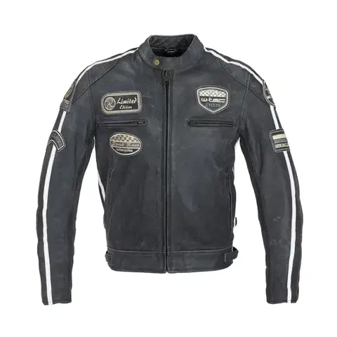 Pánska kožená moto bunda W-TEC Dark Vintage Farba tmavo šedá, Veľkosť M