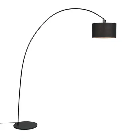Moderná oblúková stojaca lampa čierna - Vinossa