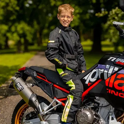 Detská rastúca letné moto bunda W-TEC Pinapoco Farba čierna-fluo, Veľkosť S/M