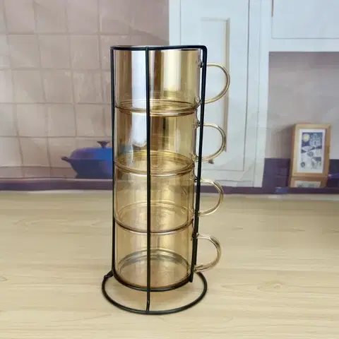 Súprava 4 ks sklenených pohárov PETER HONEY 350 ml žltá