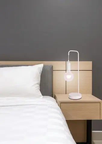 Biela kovová stolová lampa Laren Ledea