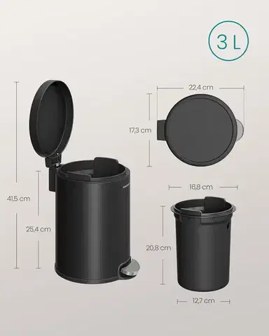 Odpadkový kôš Jelis 3 L čierny