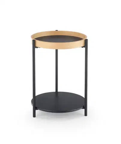 Odkladací stolík Rolo čierny / prírodný dub