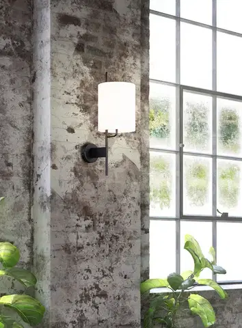 Čiernobiela kovová nástenná lampa Tokyo Ledea