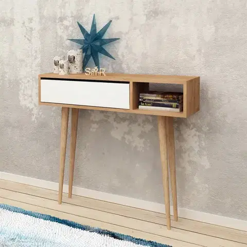 Konzolový stolík Oseyo 100 cm dub prírodný/biely