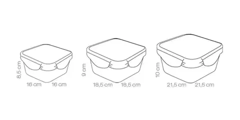 Tescoma dóza FRESHBOX 3 ks, 1.2,2.0,3.0 l , štvorcová