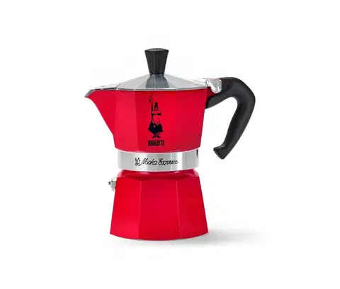 Kávovar na moka kávu Bialetti Moka Express, 130 ml, červený