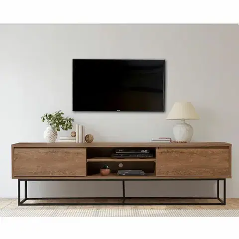 Televízny stolík Rodez Walnut and Black II, L