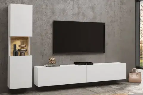 EMMA 09 moderný set skrinka + tv stolík biela/ dub wotan