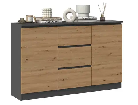 Komoda Saloe 2D3S 120 cm antracit/dub artisan