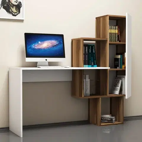 Písací stôl Açelya - Walnut, White