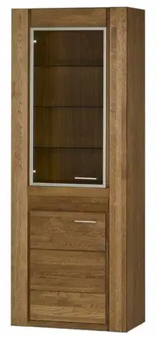 Vitrína Velvet II 10 75 cm z masívu ľavá s LED osvetlením dub Rustikal