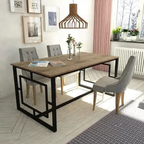 Jedálenský stôl Alin orech/čierna