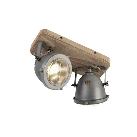 Priemyselný inteligentný reflektor sivý s drevom vrátane 2 WiFi GU10 - Emado