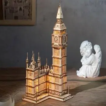 Drevené 3D Puzzle Big Ben s LED osvetlením
