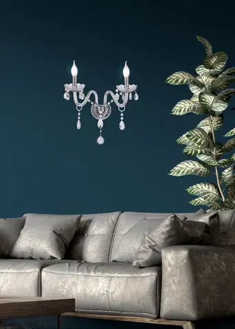 Nástenná lampa Cristallo 2x40W E14 priehľadná