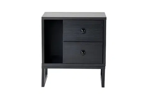 Nočný stolík Glimmer - Wood Black, Black