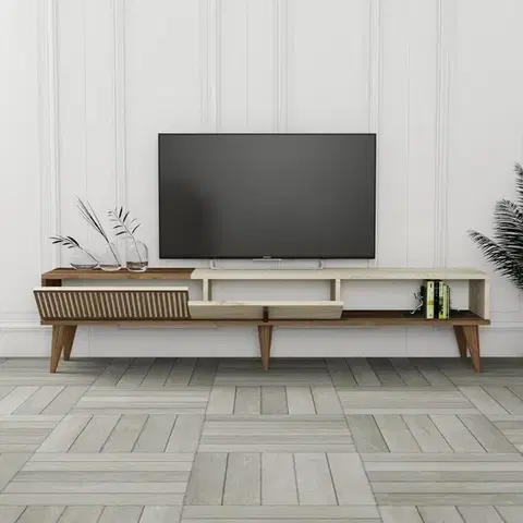 TV stolík Milan - Walnut, Travertine