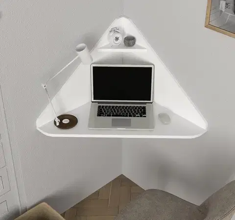 PETIT rohový PC stolík, biela