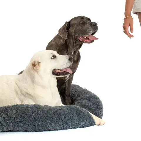 Okrúhly pelech pre psov a mačky Plyšový veľ. XL 120 cm tmavo sivý