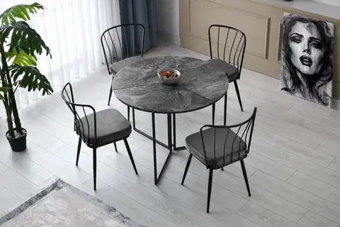Jedálenský skladací stôl Yaprak 100 cm sivý mramor