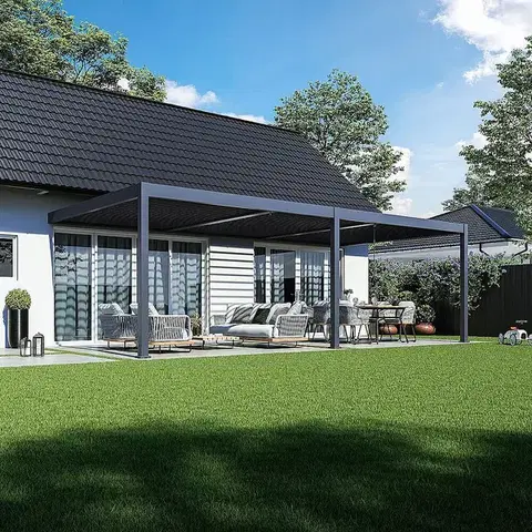 DEOKORK Záhradná hliníková pergola do steny 8x4 m (antracit)
