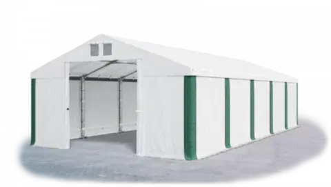 Skladový stan 5x10x2,5m strecha PVC 560g/m2 boky PVC 500g/m2 konštrukcie ZIMA PLUS Bílá Bílá Zelená
