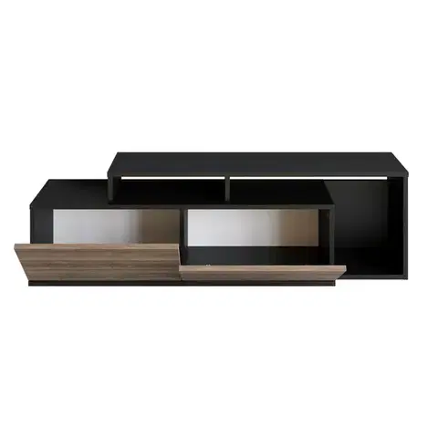 TV stolík Nexera - Black, Walnut